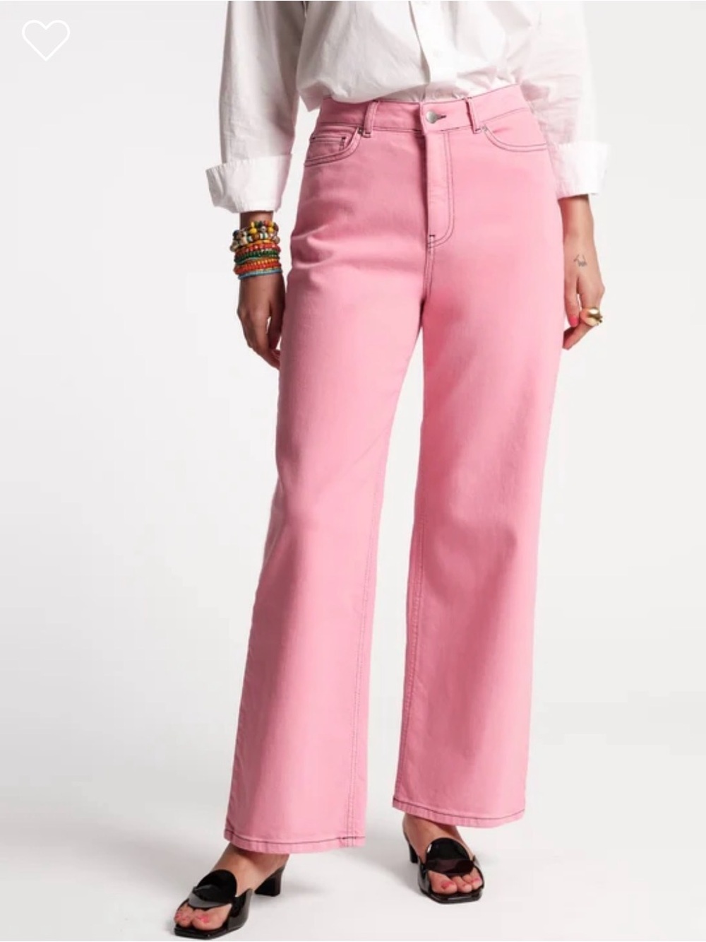 Frances Valentine Ace Jean Stretch Solid Denim Pink Wide-Leg Size:8